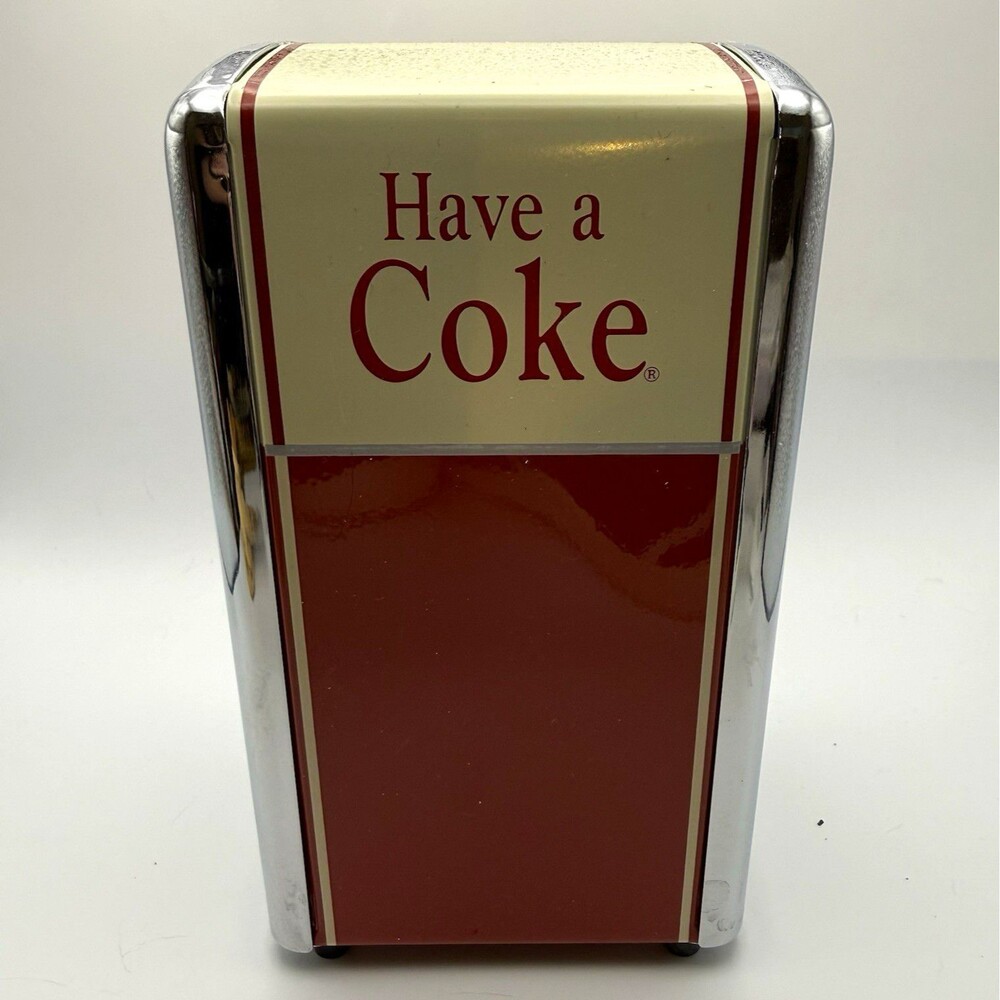 Vintage Coca-Cola Have a Coke Tabletop Napkin Dispenser Red/Cream 1992